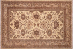 handmade Geometric Kafkaz Beige Tan Hand Knotted RECTANGLE 100% WOOL area rug 6' x 9'