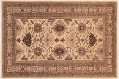 handmade Geometric Kafkaz Beige Tan Hand Knotted RECTANGLE 100% WOOL area rug 6' x 9'