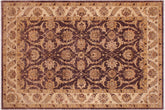 6x9 hand knotted Ziegler wool rug in brown and ivory - Classic Ziegler Shakia