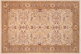 6x9 hand knotted transitional wool rug in ivory and gold - Boho Chic Sadye