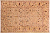 6x9 hand knotted Ziegler wool rug in gray and gold - Oriental Ziegler Rivka