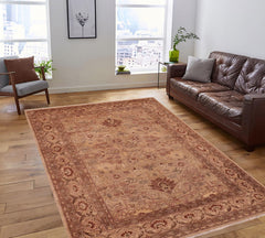 handmade Traditional Kafkaz Tan Gray Hand Knotted RECTANGLE 100% WOOL area rug 6x9