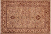6x9 hand knotted Ziegler wool rug in tan and gray - Classic Ziegler Ileen