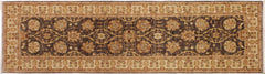 handmade Transitional Kafkaz Gray Ivory Hand Knotted RUNNER 100% WOOL area rug 3' x 25'