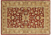 4x6 hand knotted Ziegler wool rug in red and gold - Bohemian Ziegler Quyen