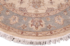 handmade Traditional Kafkaz Ivory Gray Hand Knotted ROUND 100% WOOL area rug 4' x 4'