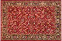 handmade Traditional Design Red Blue Hand Knotted RECTANGLE 100% WOOL area rug 6' x 9'