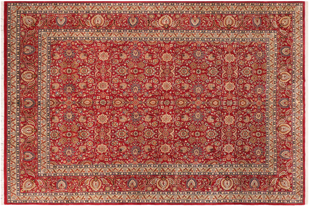 handmade Transitional New Asif Red Green Hand Knotted RECTANGLE 100% WOOL area rug 10x14