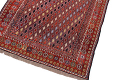 handmade Geometric Soumakh Rust Blue Hand-Woven RECTANGLE 100% WOOL area rug 6 x 8