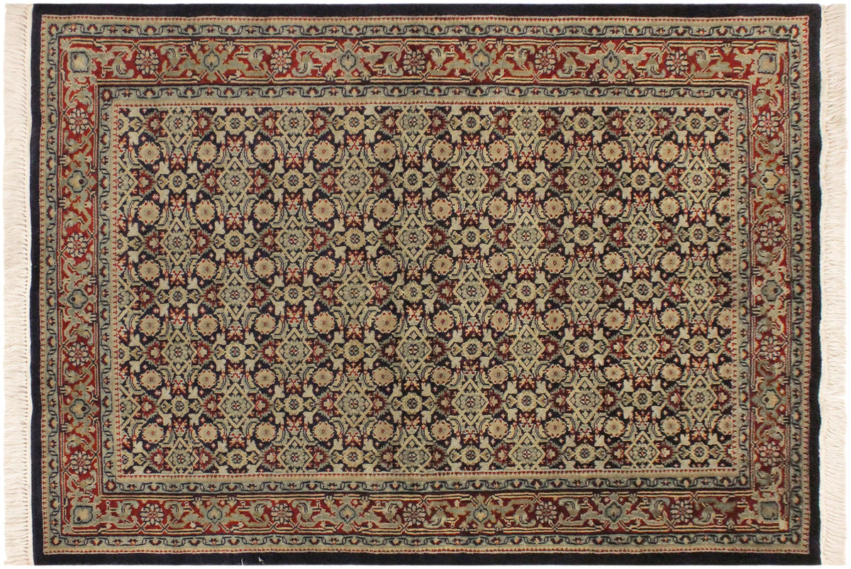 handmade Transitional Blue Red Hand Knotted RECTANGLE 100% WOOL area rug 4' x 6'