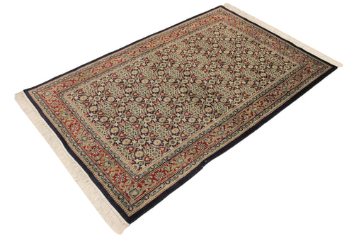 handmade Transitional Blue Red Hand Knotted RECTANGLE 100% WOOL area rug 4' x 6'