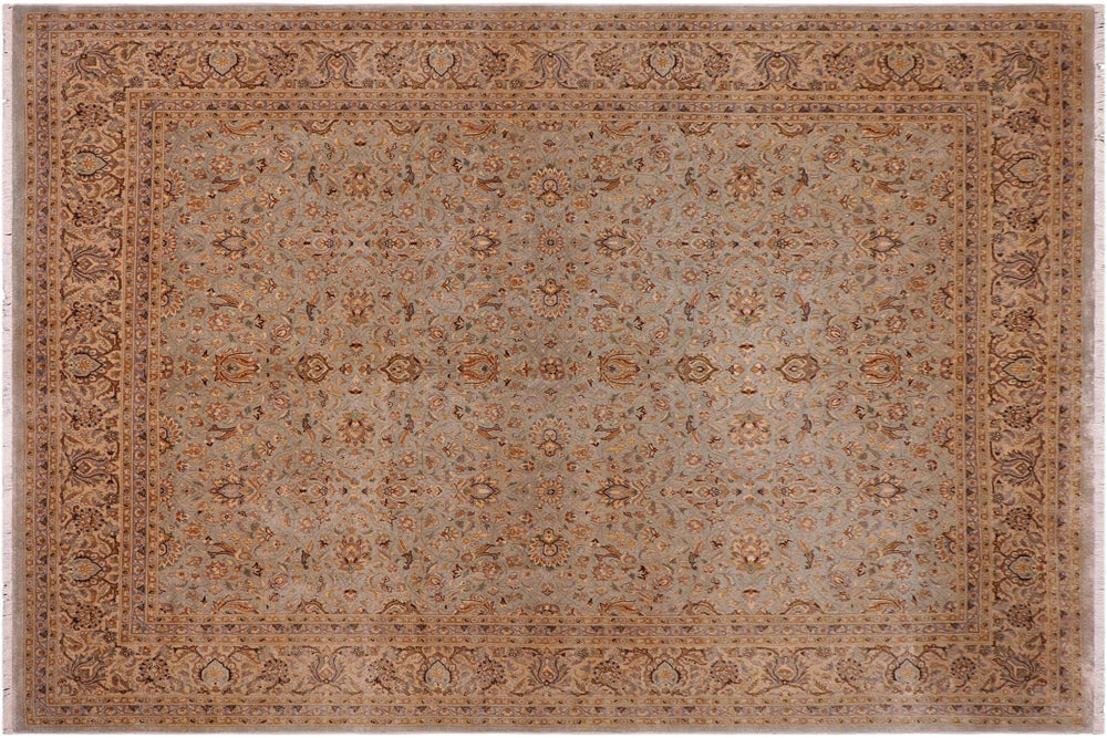 handmade Traditional Lt. Blue Tan Hand Knotted RECTANGLE 100% WOOL area rug 8' x 10'
