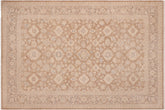 6x9 hand knotted transitional wool rug in brown and tan - Oriental Ross