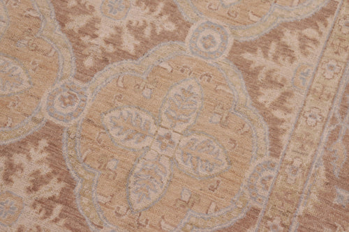 handmade Transitional Kafkaz Tan Brown Hand Knotted RECTANGLE 100% WOOL area rug 6' x 9'