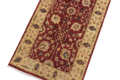 handmade Transitional Kirman Red Gold Hand Knotted RUNNER 100% WOOL area rug 3' x 12'