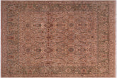 6x6 hand knotted Vegetable Dyed wool rug in tan and green - Tan/ Green