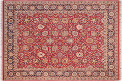 handmade Transitional Red Blue Hand Knotted RECTANGLE 100% WOOL area rug 8x10