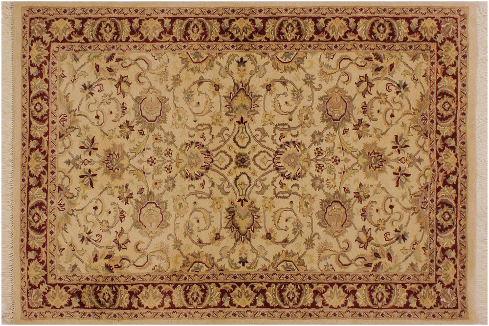 handmade Traditional Kashan Beige Red Hand Knotted RECTANGLE 100% WOOL area rug 3x5