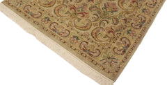 handmade Transitional Taupe Green Hand Knotted RECTANGLE 100% WOOL area rug 4x6