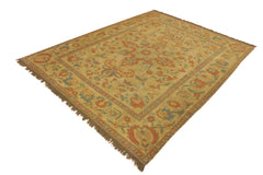 handmade Geometric Soumakh Beige Rust Hand-Woven RECTANGLE 100% WOOL area rug 8 x 10