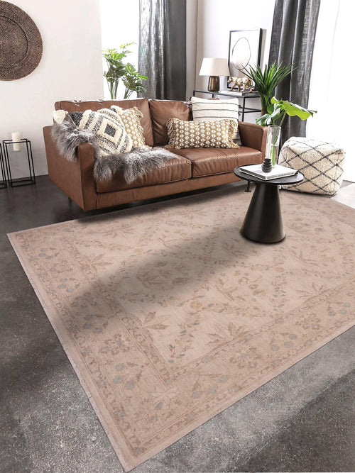 handmade Transitional Kafkaz Ivory Beige Hand Knotted RECTANGLE 100% WOOL area rug 8' x 10'