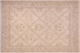 8x10 hand knotted transitional wool rug in ivory and beige - Chic Russell