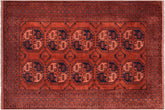 handmade Geometric Kargahi Rust Blue Hand Knotted RECTANGLE 100% WOOL area rug 7x10