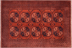 handmade Geometric Kargahi Rust Blue Hand Knotted RECTANGLE 100% WOOL area rug 7x10