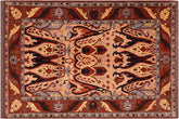 handmade Geometric Kargahi Tan Red Hand Knotted RECTANGLE 100% WOOL area rug 7x9