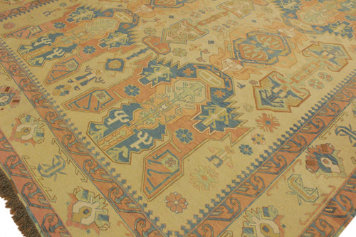 handmade Geometric Soumakh Beige Blue Hand-Woven RECTANGLE 100% WOOL area rug 10 x 12