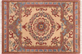 6x9 hand knotted Ziegler wool rug in beige and rust - Chic Ziegler Alpherat