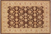 9x12 hand knotted transitional wool rug in brown and beige - Boho Chic Lanny