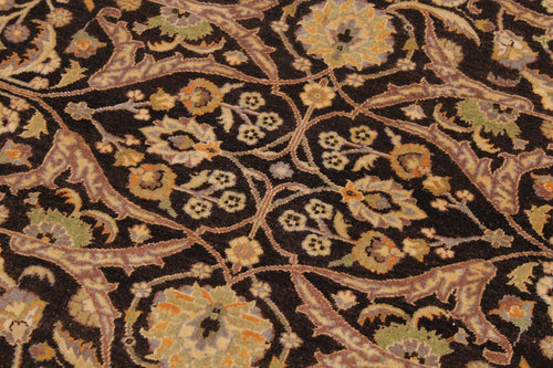 handmade Traditional Brown Ivory Hand Knotted RECTANGLE 100% WOOL area rug 9' x 12'