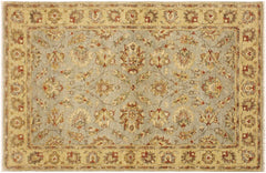 handmade Traditional Kafkaz Blue Gold Hand Knotted RECTANGLE 100% WOOL area rug 4x6