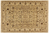 4x6 hand knotted Ziegler wool rug in tan and beige - Bohemian Ziegler Falcon