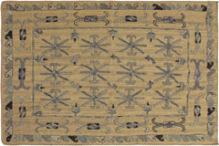 handmade Geometric Ikat Gray Blue Hand-Woven RECTANGLE 100% WOOL area rug 5' x 6'
