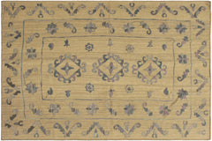 handmade Geometric Ikat Gray Blue Hand-Woven RECTANGLE 100% WOOL area rug 6' x 8'
