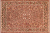8x11 hand knotted Ziegler wool rug in brown and green - Chic Ziegler