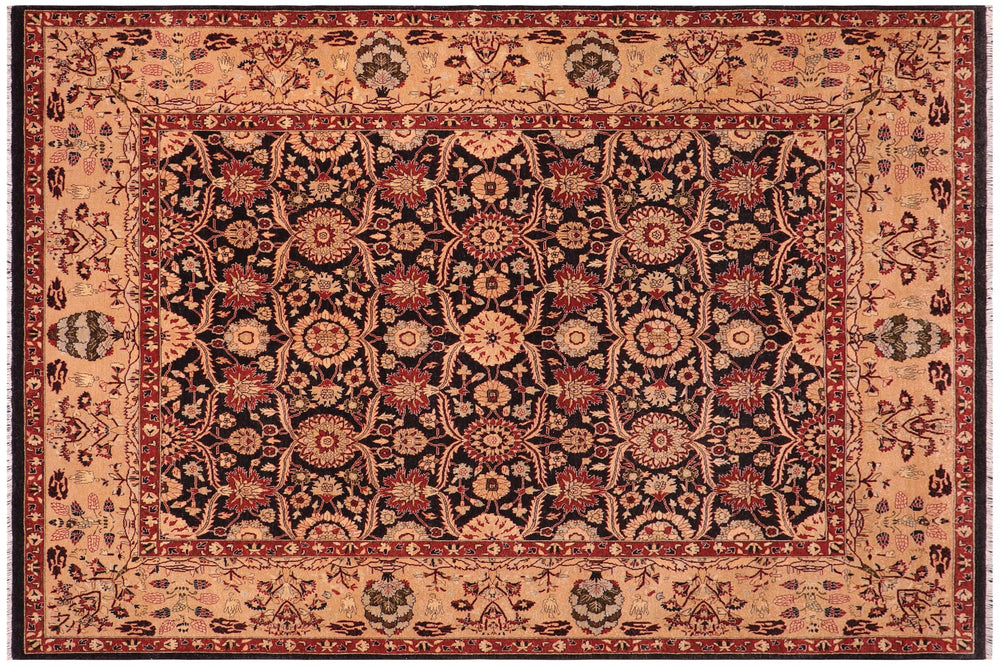 handmade Transitional Black Tan Hand Knotted RECTANGLE 100% WOOL area rug 8' x 10'
