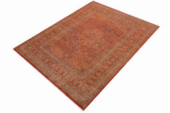 handmade Traditional Nauras Rust Rust Hand Knotted RECTANGLE 100% WOOL area rug 9x12