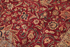 handmade Traditional Agra Red Lt. Blue Hand Knotted RECTANGLE 100% WOOL area rug 9x12