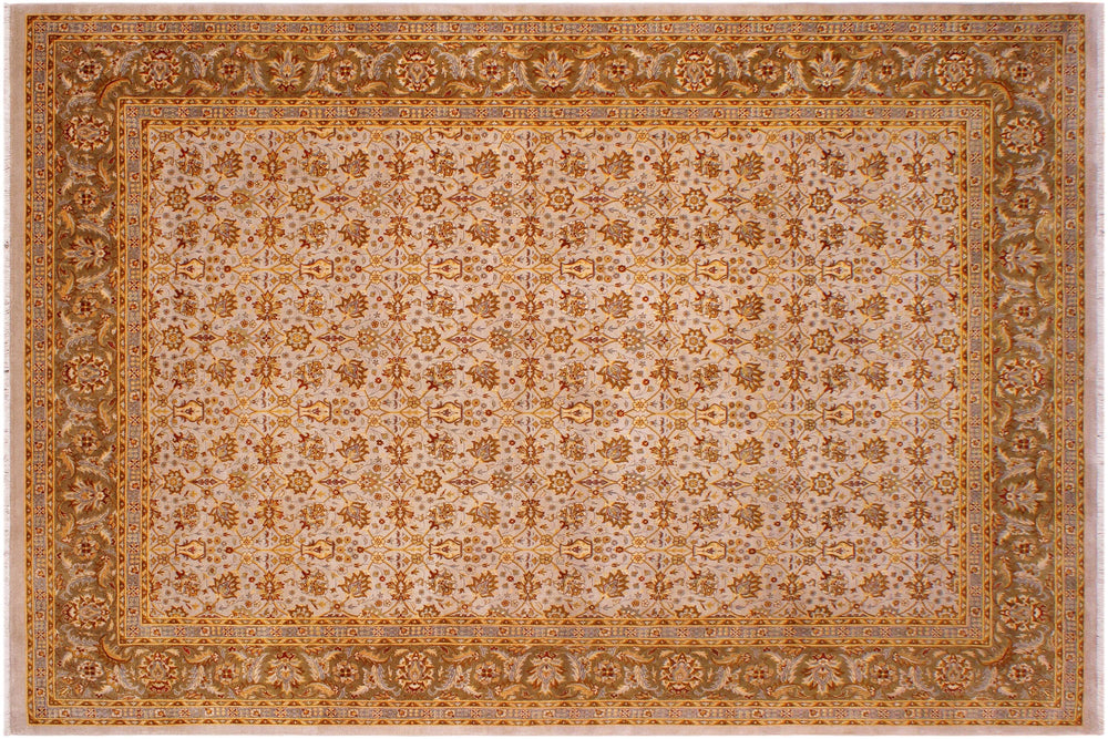 handmade Transitional Lt. Gray Lt. Green Hand Knotted RECTANGLE 100% WOOL area rug 9' x 12'