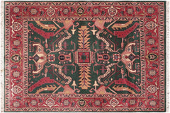 handmade Traditional Loose Weave Green Rust Hand Knotted RECTANGLE 100% WOOL area rug 8' x 10'