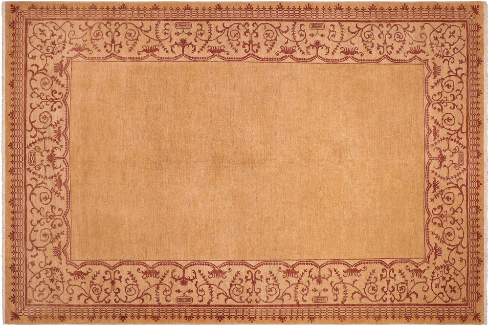 handmade Modern Kafkaz Green Ivory Hand Knotted RECTANGLE 100% WOOL area rug 9' x 10'