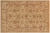 9x11 hand knotted Ziegler wool rug in tan and green - Bohemian Ziegler Lucas