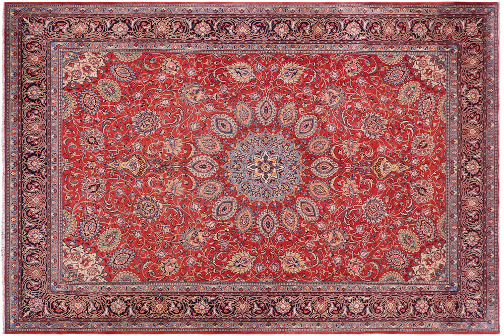 handmade Traditional Antique Rust Blue Hand Knotted RECTANGLE 100% WOOL area rug 10 x 13