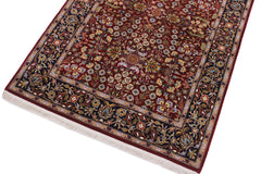 handmade Traditional Hereke Red Blue Hand Knotted RECTANGLE WOOL&SILK area rug 4' x 6'