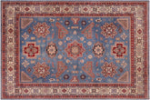 10x13 hand knotted Kazak wool rug in light blue and beige - Rustic Kazak Valentin
