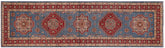handmade Geometric Super Kazak Lt. Blue Red Hand Knotted RUNNER 100% WOOL area rug 3' x 10'