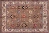8x9 hand knotted transitional wool rug in brown and beige - Boho Chic Nathanie